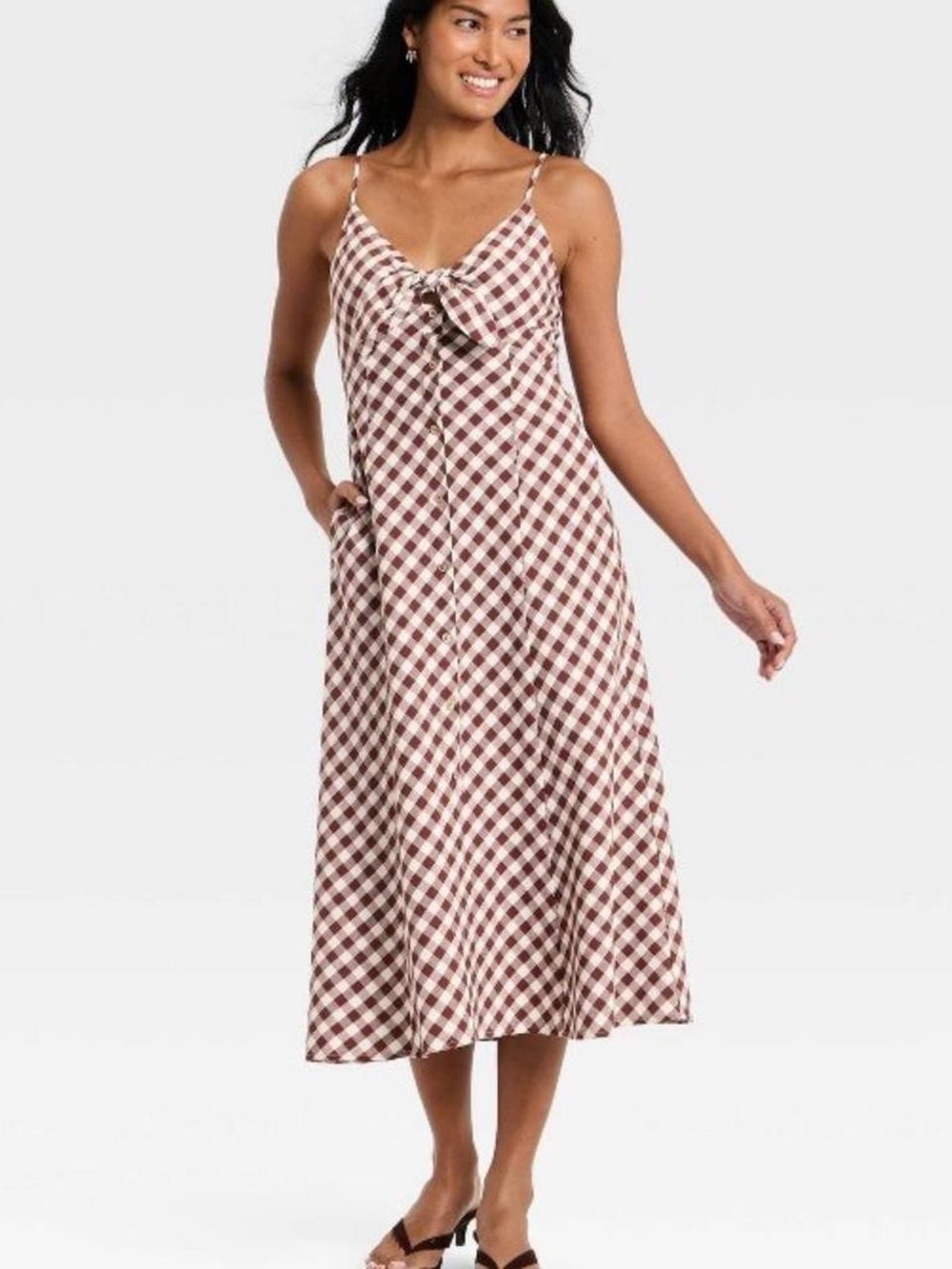 A New Day - Women’s Brown Gingham Cotton Maxi Dress 💕